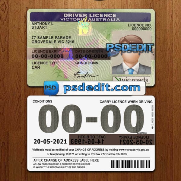 Editable Australia drivers license template psd download