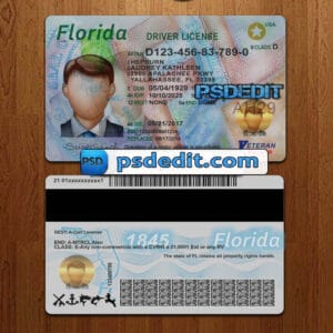 Editable Florida drivers license template psd download