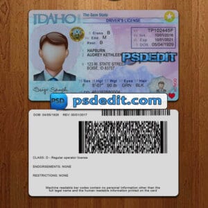 Editable Idaho drivers license template psd download