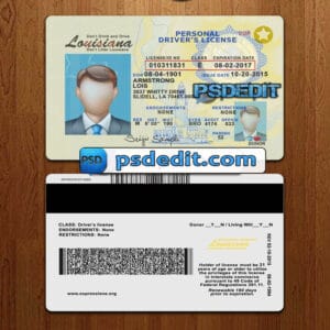 Editable Louisiana drivers license template psd download