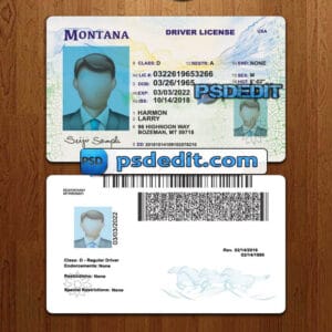 Editable Montana drivers license template psd download