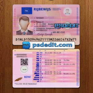 Editable Netherlands drivers license template psd download (V2)