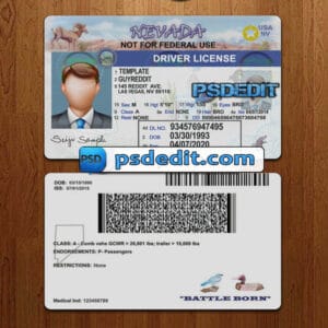 Editable Nevada drivers license template psd download