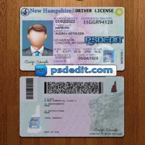 Editable New Hampshire drivers license template psd download