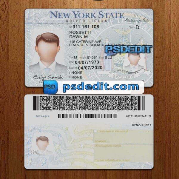 Editable New York drivers license template psd download
