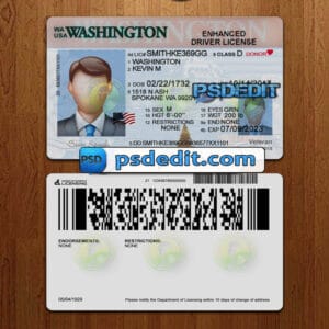 Editable Washington drivers license template psd download
