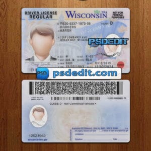 Editable Wisconsin drivers license template psd download